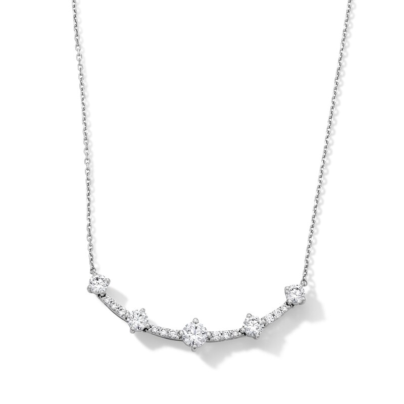 Main Image 1 of 1.00 CT. T.W. Milestones Certified Lab-Grown Diamond Curved Bar Necklace in 10K White Gold (F/SI2)
