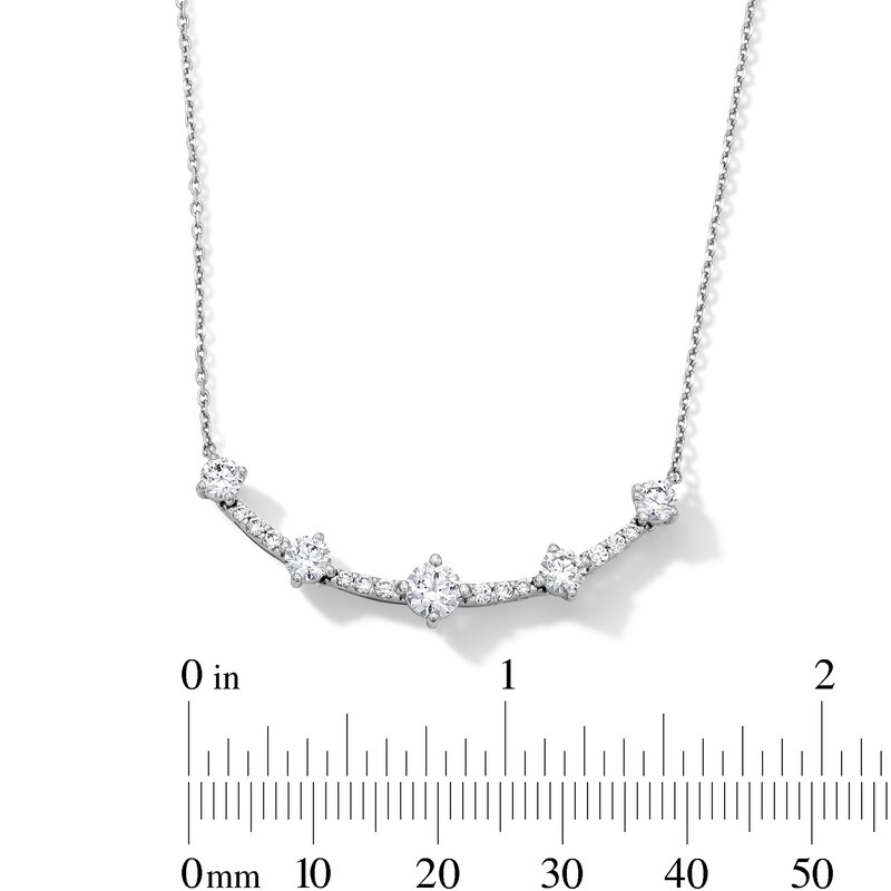 Main Image 3 of 1.00 CT. T.W. Milestones Certified Lab-Grown Diamond Curved Bar Necklace in 10K White Gold (F/SI2)