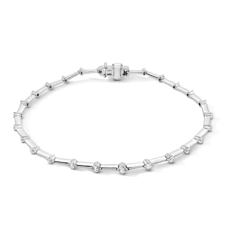 Main Image 1 of 1.00 CT. T.W. Milestones Certified Lab-Grown Diamond Station Bracelet in 10K White Gold (F/SI2) - 7.25"