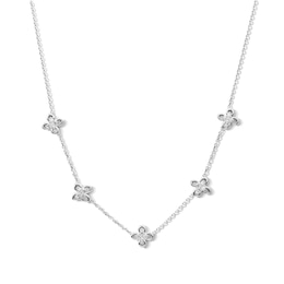 0.50 CT. T.W. Certified Lab-Grown Diamond Clover Station Necklace in Sterling Silver (F/VS2)