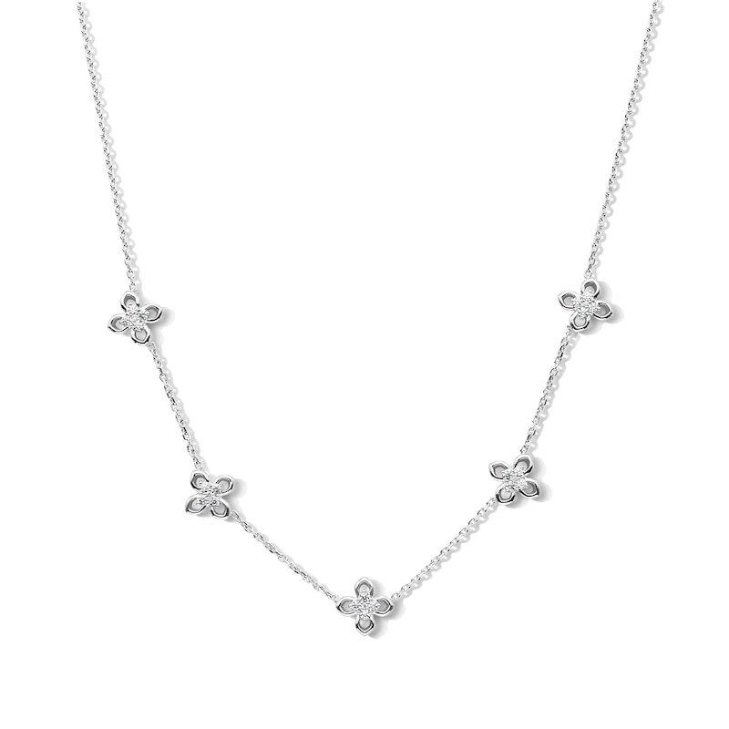 Main Image 1 of 0.50 CT. T.W. Certified Lab-Grown Diamond Clover Station Necklace in Sterling Silver (F/VS2)