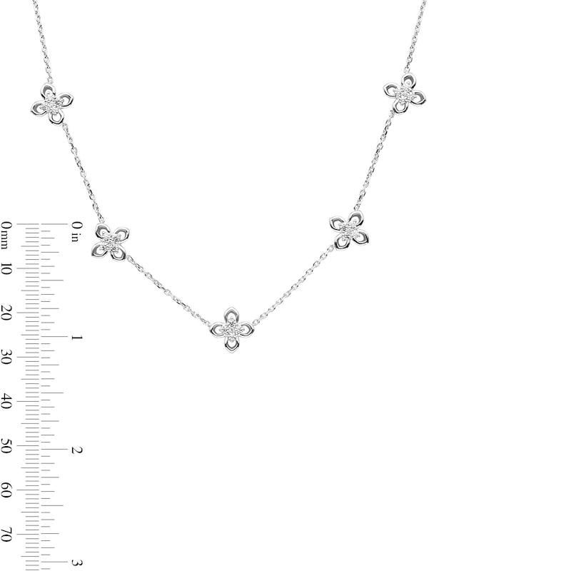 Main Image 3 of 0.50 CT. T.W. Certified Lab-Grown Diamond Clover Station Necklace in Sterling Silver (F/VS2)