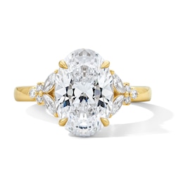 Vera Wang Love Collection 3.40 CT. T.W. Oval Certified Lab-Grown Diamond Floral Engagement Ring in 14K Gold (F/VS2)