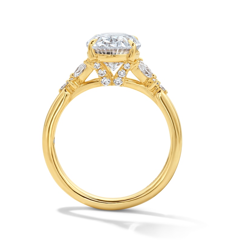 Main Image 3 of Vera Wang Love Collection 3.40 CT. T.W. Oval Certified Lab-Grown Diamond Floral Engagement Ring in 14K Gold (F/VS2)