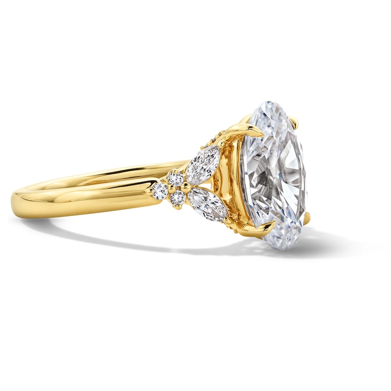Main Image 4 of Vera Wang Love Collection 3.40 CT. T.W. Oval Certified Lab-Grown Diamond Floral Engagement Ring in 14K Gold (F/VS2)
