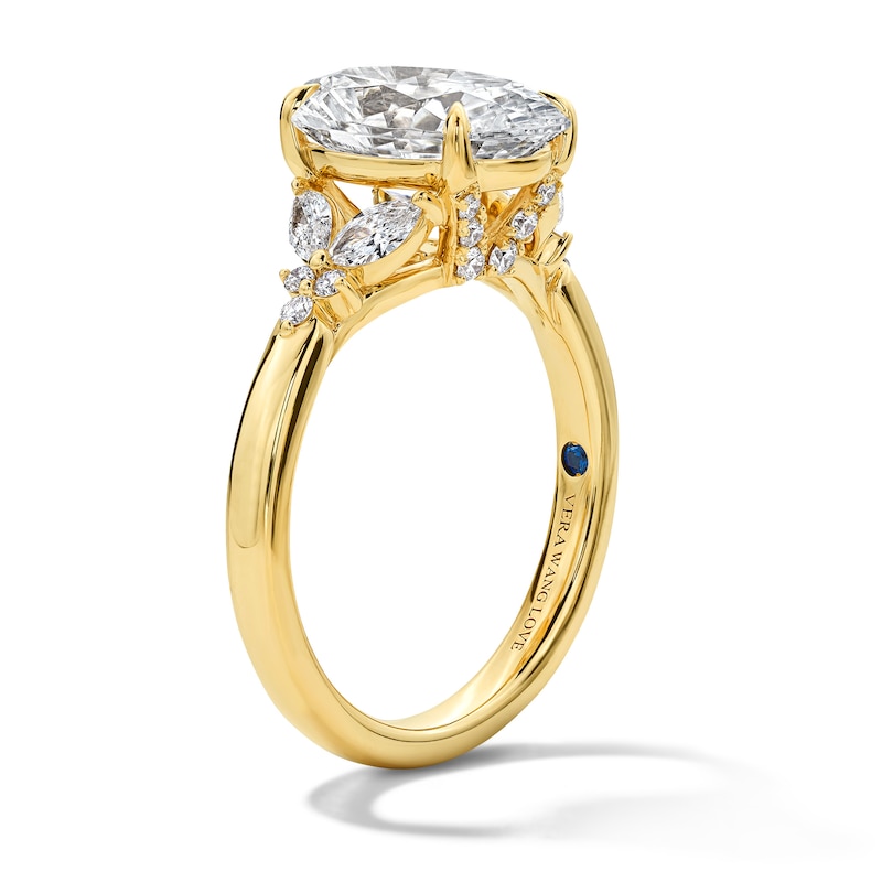 Main Image 5 of Vera Wang Love Collection 3.40 CT. T.W. Oval Certified Lab-Grown Diamond Floral Engagement Ring in 14K Gold (F/VS2)
