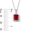 Thumbnail Image 3 of Emerald-Cut Lab-Created Ruby and White Lab-Created Sapphire Frame Pendant in Sterling Silver