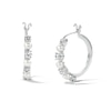 Thumbnail Image 1 of 3.0mm Freshwater Cultured Pearl and White Lab-Created Sapphire Hoop Earrings in Sterling Silver