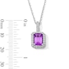 Thumbnail Image 3 of Emerald-Cut Amethyst and White Lab-Created Sapphire Frame Pendant in Sterling Silver