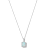 Thumbnail Image 1 of Rectangular Lab-Created Opal and White Lab-Created Sapphire Frame Pendant in Sterling Silver