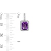 Thumbnail Image 2 of Emerald-Cut Amethyst and White Lab-Created Sapphire Frame Drop Earrings in Sterling Silver