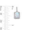 Thumbnail Image 2 of Rectangular Lab-Created Opal and White Lab-Created Sapphire Frame Drop Earrings in Sterling Silver