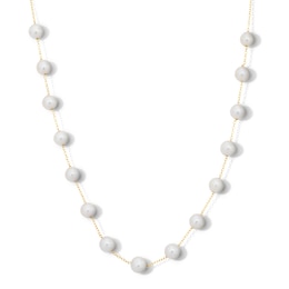 6.0–6.5mm Freshwater Cultured Pearl Station Necklace in Sterling Silver with 14K Gold Plate – 17″
