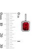 Thumbnail Image 2 of Emerald-Cut Lab-Created Ruby and White Lab-Created Sapphire Frame Drop Earrings in Sterling Silver