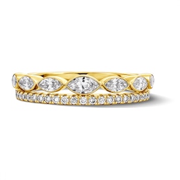 0.58 CT. T.W. Marquise-Cut Certified Lab-Grown Diamond Double-Row Anniversary Band in 14K Gold (F/VS2)
