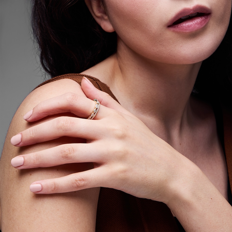 0.58 CT. T.W. Marquise-Cut Certified Lab-Grown Diamond Double-Row Anniversary Band in 14K Gold (F/VS2)