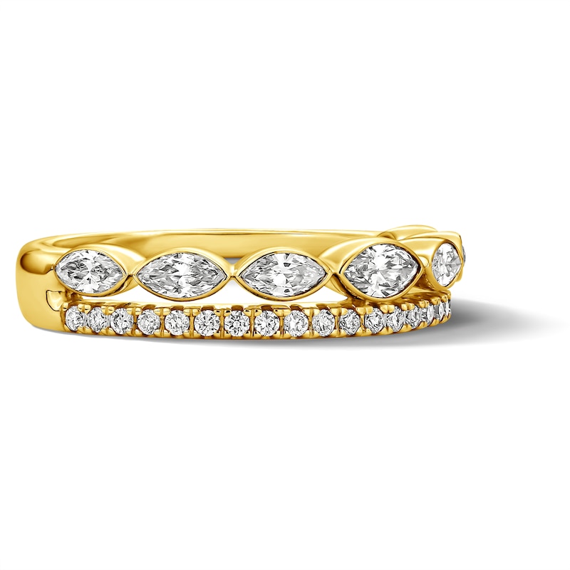 0.58 CT. T.W. Marquise-Cut Certified Lab-Grown Diamond Double-Row Anniversary Band in 14K Gold (F/VS2)