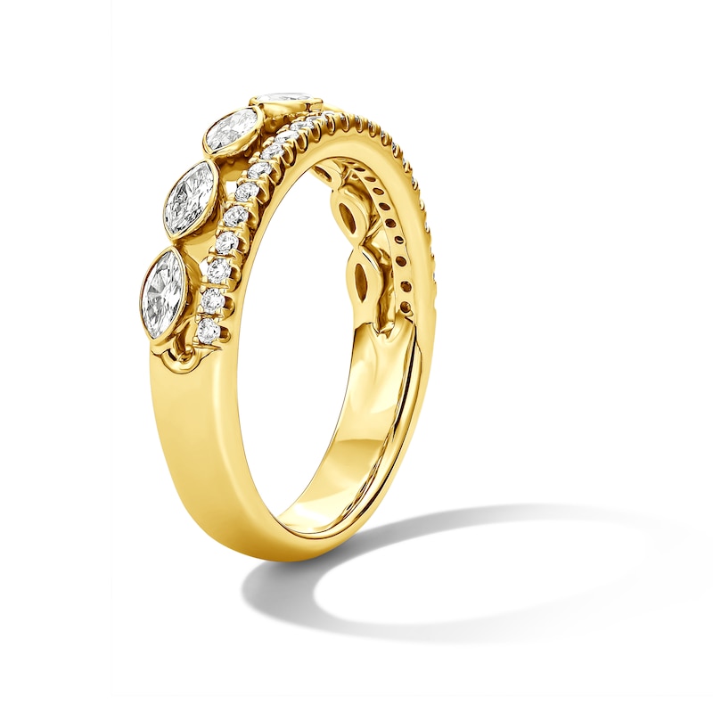 0.58 CT. T.W. Marquise-Cut Certified Lab-Grown Diamond Double-Row Anniversary Band in 14K Gold (F/VS2)
