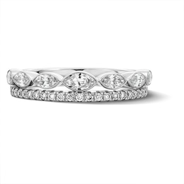 0.58 CT. T.W. Marquise Certified Lab-Grown Diamond Double-Row Anniversary Band in 14K White Gold (F/VS2)