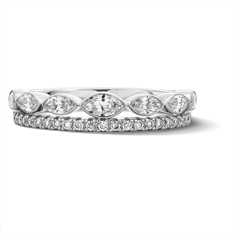 0.58 CT. T.W. Marquise Certified Lab-Grown Diamond Double-Row Anniversary Band in 14K White Gold (F/VS2)