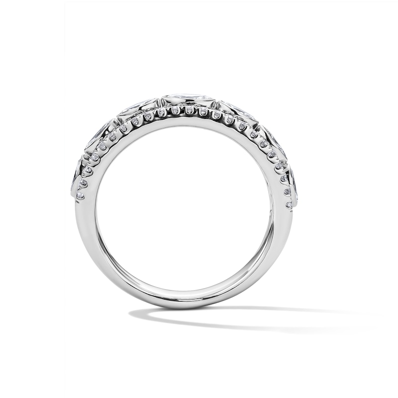 0.58 CT. T.W. Marquise Certified Lab-Grown Diamond Double-Row Anniversary Band in 14K White Gold (F/VS2)