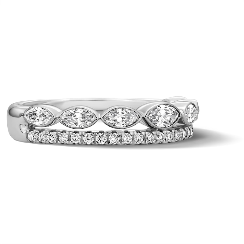 0.58 CT. T.W. Marquise Certified Lab-Grown Diamond Double-Row Anniversary Band in 14K White Gold (F/VS2)