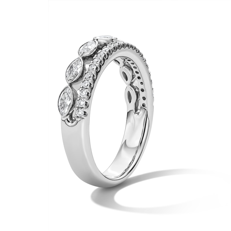0.58 CT. T.W. Marquise Certified Lab-Grown Diamond Double-Row Anniversary Band in 14K White Gold (F/VS2)