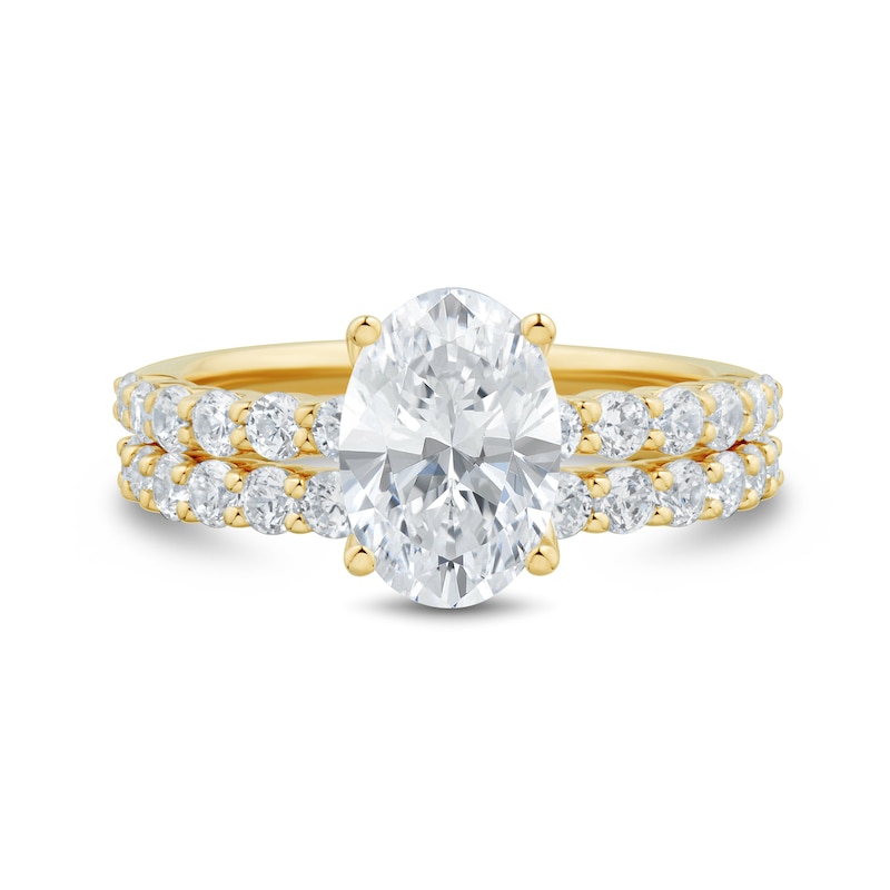 3.00 CT. T.W. Oval Certified Lab-Grown Diamond Bridal Set in 14K Gold (F/VS2)
