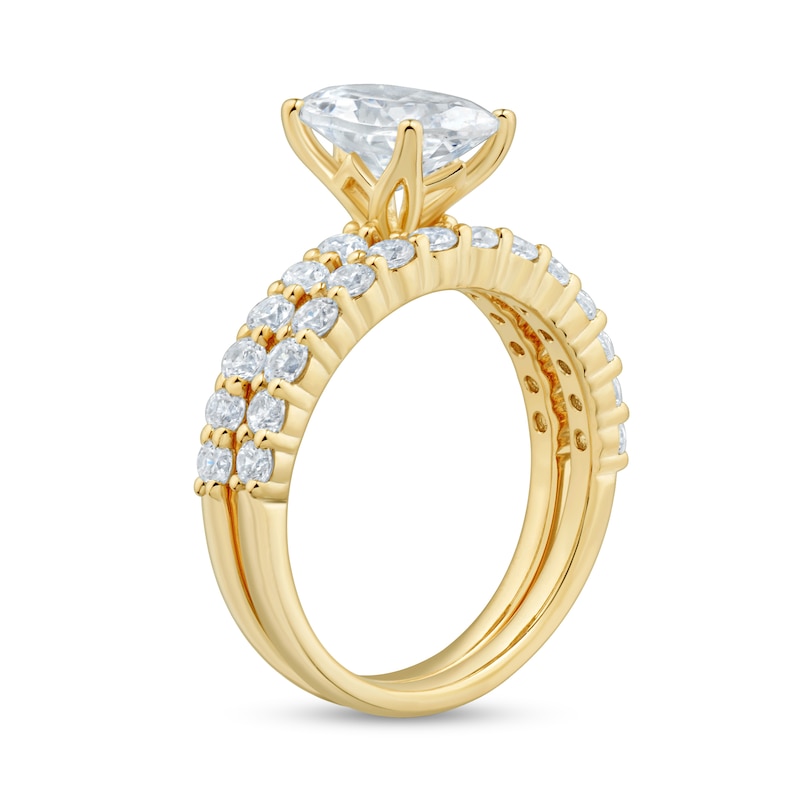 3.00 CT. T.W. Oval Certified Lab-Grown Diamond Bridal Set in 14K Gold (F/VS2)