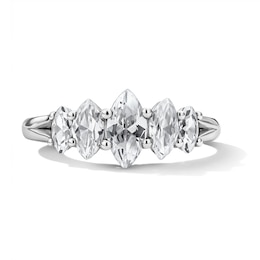 1.45 CT. T.W. Marquise-Cut Certified Lab-Grown Diamond Five-Stone Anniversary Band in 14K White Gold (F/VS2)