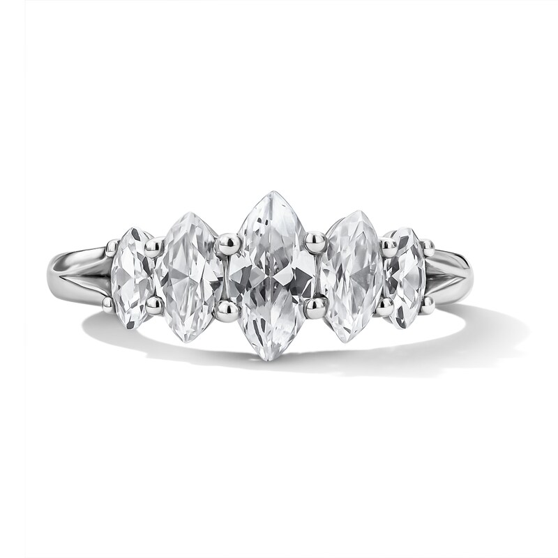 1.45 CT. T.W. Marquise-Cut Certified Lab-Grown Diamond Five-Stone Anniversary Band in 14K White Gold (F/VS2)