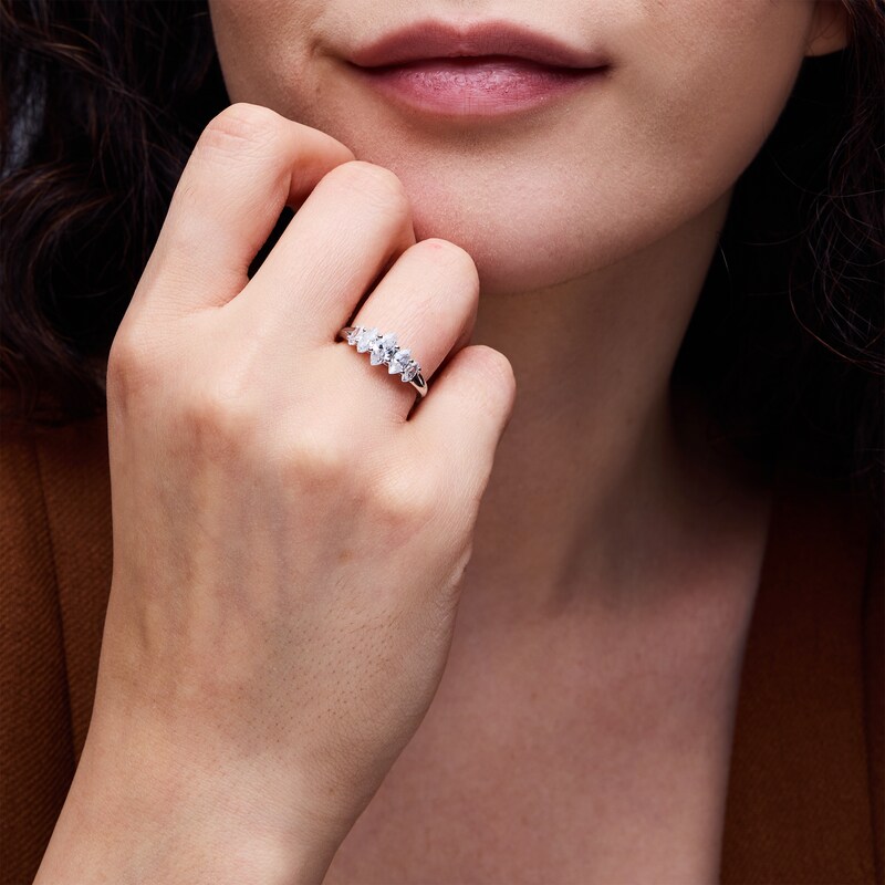 1.45 CT. T.W. Marquise-Cut Certified Lab-Grown Diamond Five-Stone Anniversary Band in 14K White Gold (F/VS2)