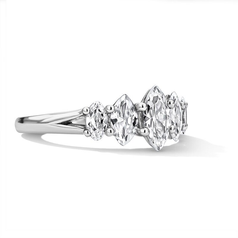 1.45 CT. T.W. Marquise-Cut Certified Lab-Grown Diamond Five-Stone Anniversary Band in 14K White Gold (F/VS2)