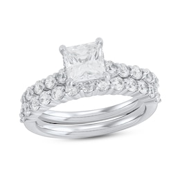 2.50 CT. T.W. Princess-Cut Certified Lab-Grown Diamond Bridal Set in 14K White Gold (F/VS2)