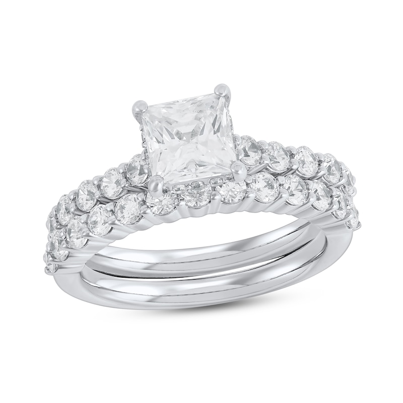 2.50 CT. T.W. Princess-Cut Certified Lab-Grown Diamond Bridal Set in 14K White Gold (F/VS2)
