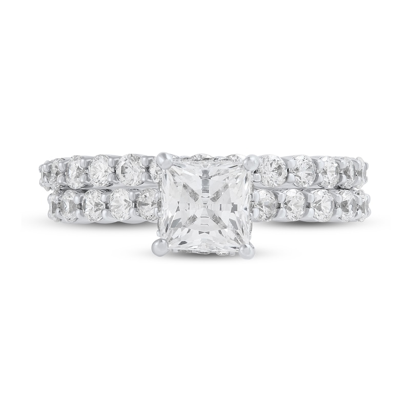2.50 CT. T.W. Princess-Cut Certified Lab-Grown Diamond Bridal Set in 14K White Gold (F/VS2)