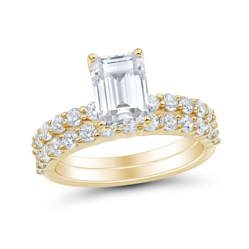 3.00 CT. T.W. Emerald-Cut Certified Lab-Grown Diamond Bridal Set in 14K Gold (F/VS2)