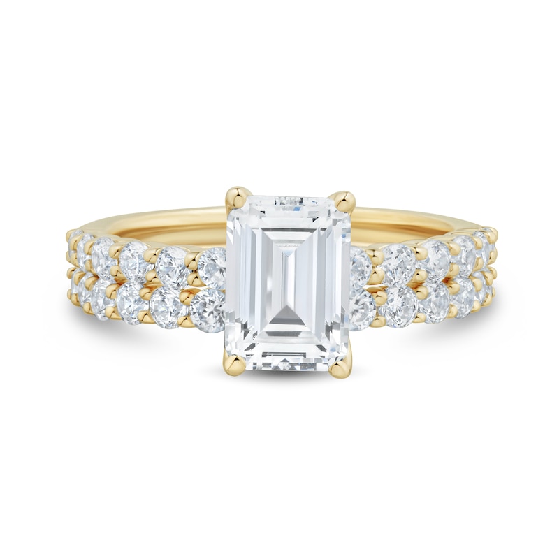 3.00 CT. T.W. Emerald-Cut Certified Lab-Grown Diamond Bridal Set in 14K Gold (F/VS2)