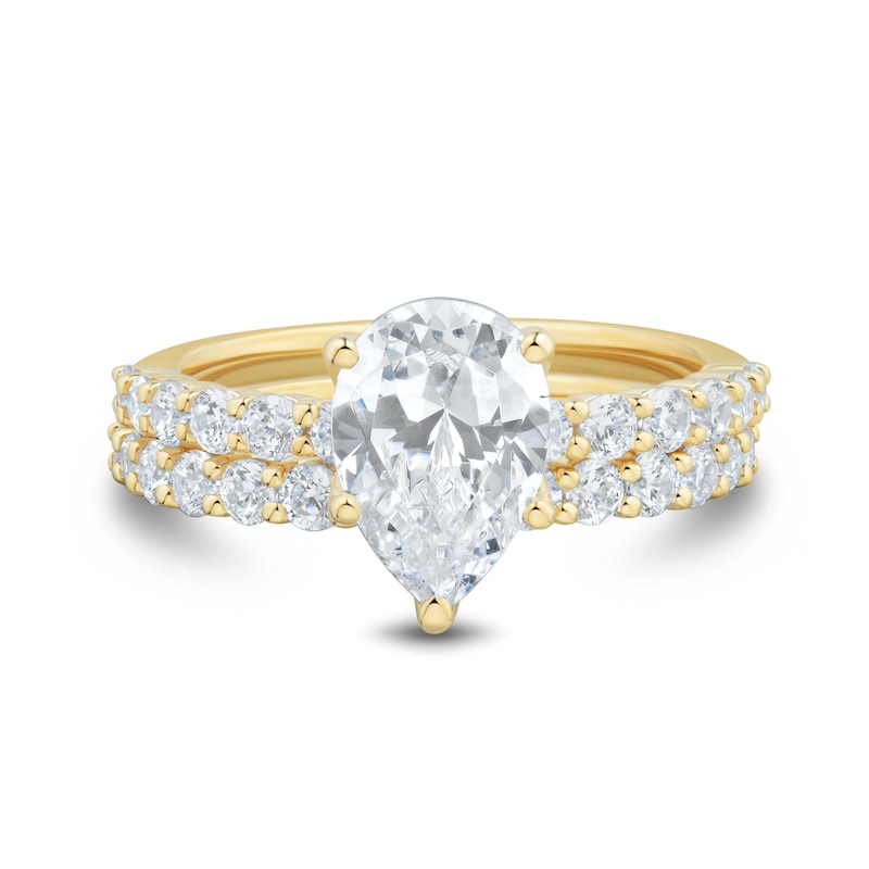 3.00 CT. T.W. Pear-Shaped Certified Lab-Grown Diamond Bridal Set in 14K Gold (F/VS2)