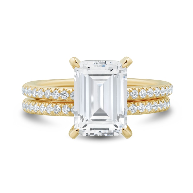 3.75 CT. T.W. Emerald-Cut Certified Lab-Grown Diamond Bridal Set in 14K Gold (F/VS2)