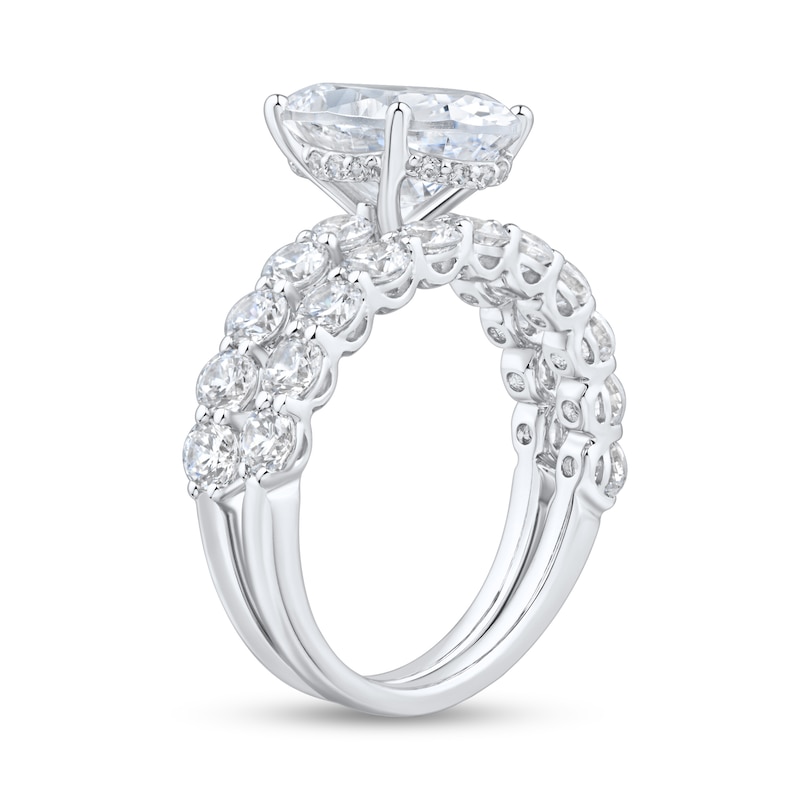 5.00 CT. T.W. Oval Certified Lab-Grown Diamond Bridal Set in 14K White Gold (F/VS2)