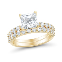 3.00 CT. T.W. Princess-Cut Certified Lab-Grown Diamond Bridal Set in 14K Gold (F/VS2)