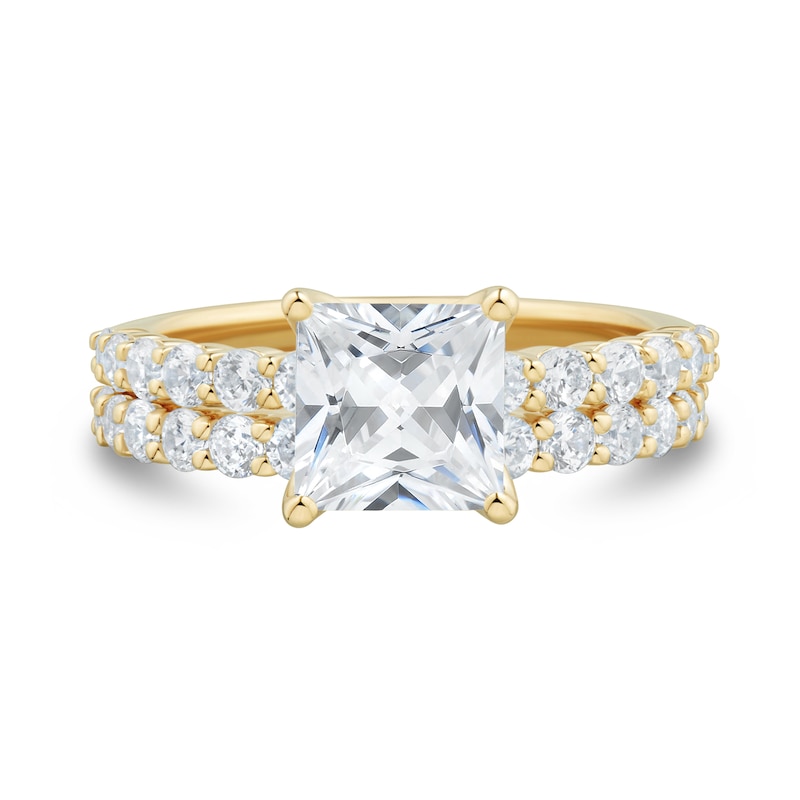 3.00 CT. T.W. Princess-Cut Certified Lab-Grown Diamond Bridal Set in 14K Gold (F/VS2)