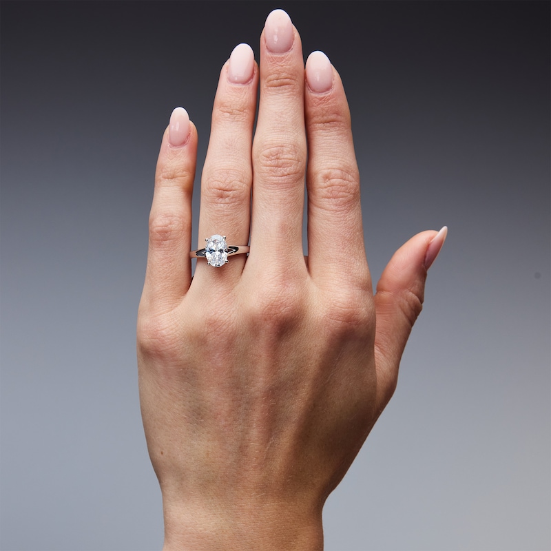 Main Image 2 of Vera Wang Love Collection 2.15 CT. T.W. Oval Certified Lab-Grown Diamond Engagement Ring in 14K White Gold (F/VS2)