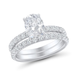 2.50 CT. T.W. Oval Certified Lab-Grown Diamond Bridal Set in 14K White Gold (F/VS2)