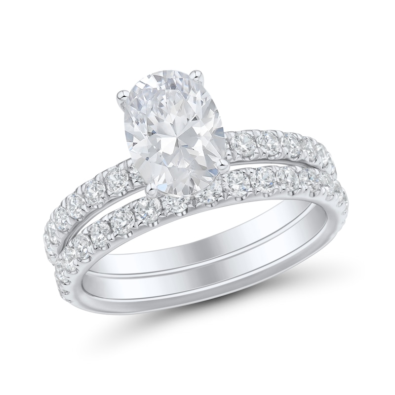2.50 CT. T.W. Oval Certified Lab-Grown Diamond Bridal Set in 14K White Gold (F/VS2)