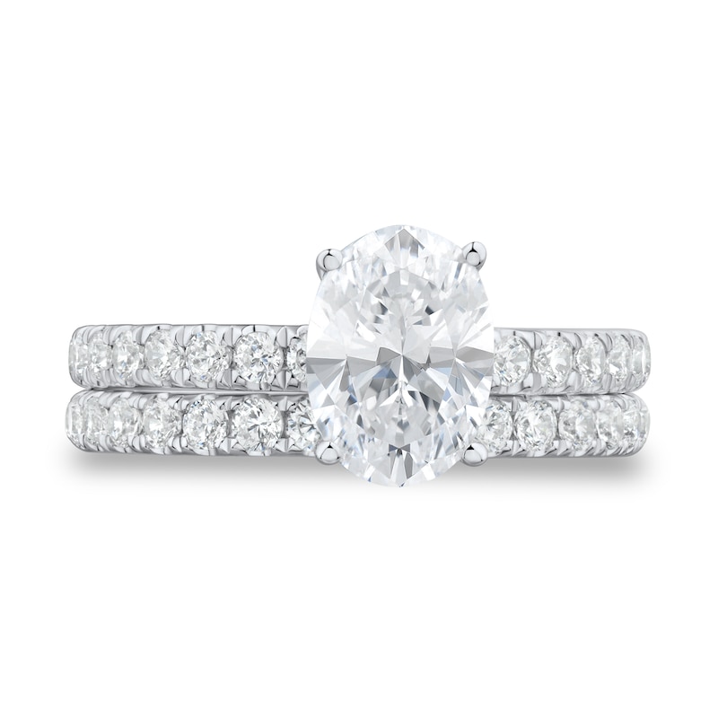 2.50 CT. T.W. Oval Certified Lab-Grown Diamond Bridal Set in 14K White Gold (F/VS2)