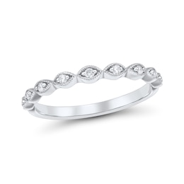 0.09 CT. T.W. Diamond Marquise Frame Anniversary Band in 14K White Gold