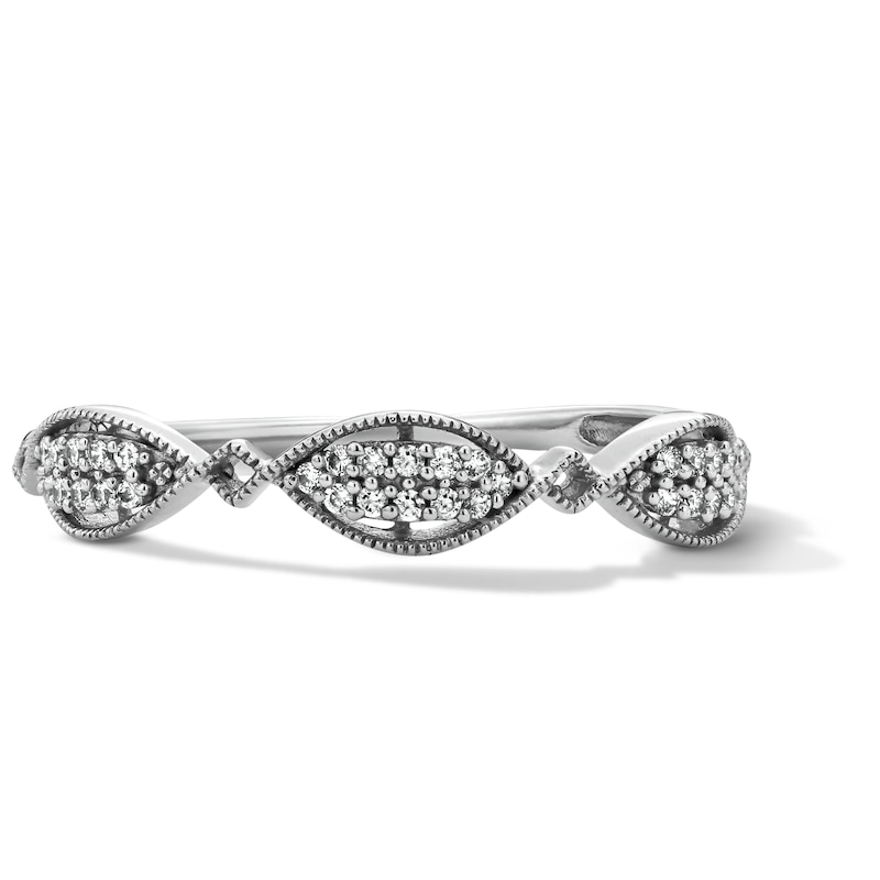 Main Image 1 of 0.08 CT. T.W. Diamond Pavé-Set Stackable Band in 10K White Gold