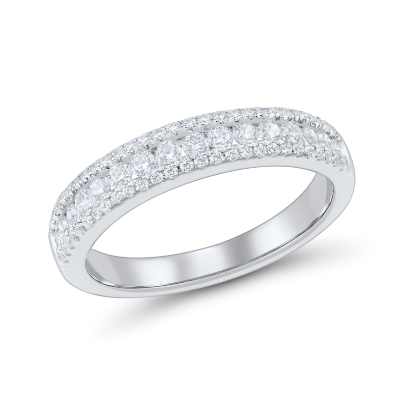Main Image 1 of 0.45 CT. T.W. Diamond Three-Row Anniversary Band in 14K White Gold